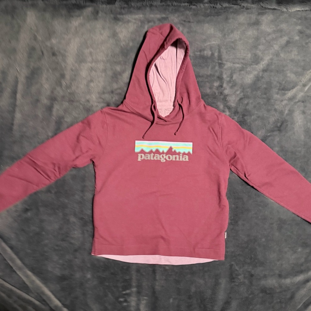 Patagonia Women's Maroon Hooded Logo Sweatshirt